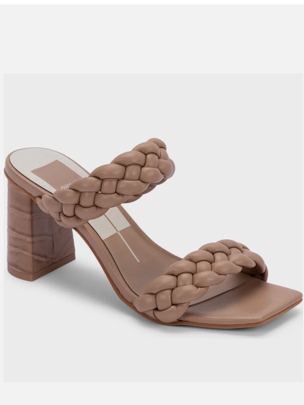 Dolce Vita Braided Double-Strap Block Heel — Taupe